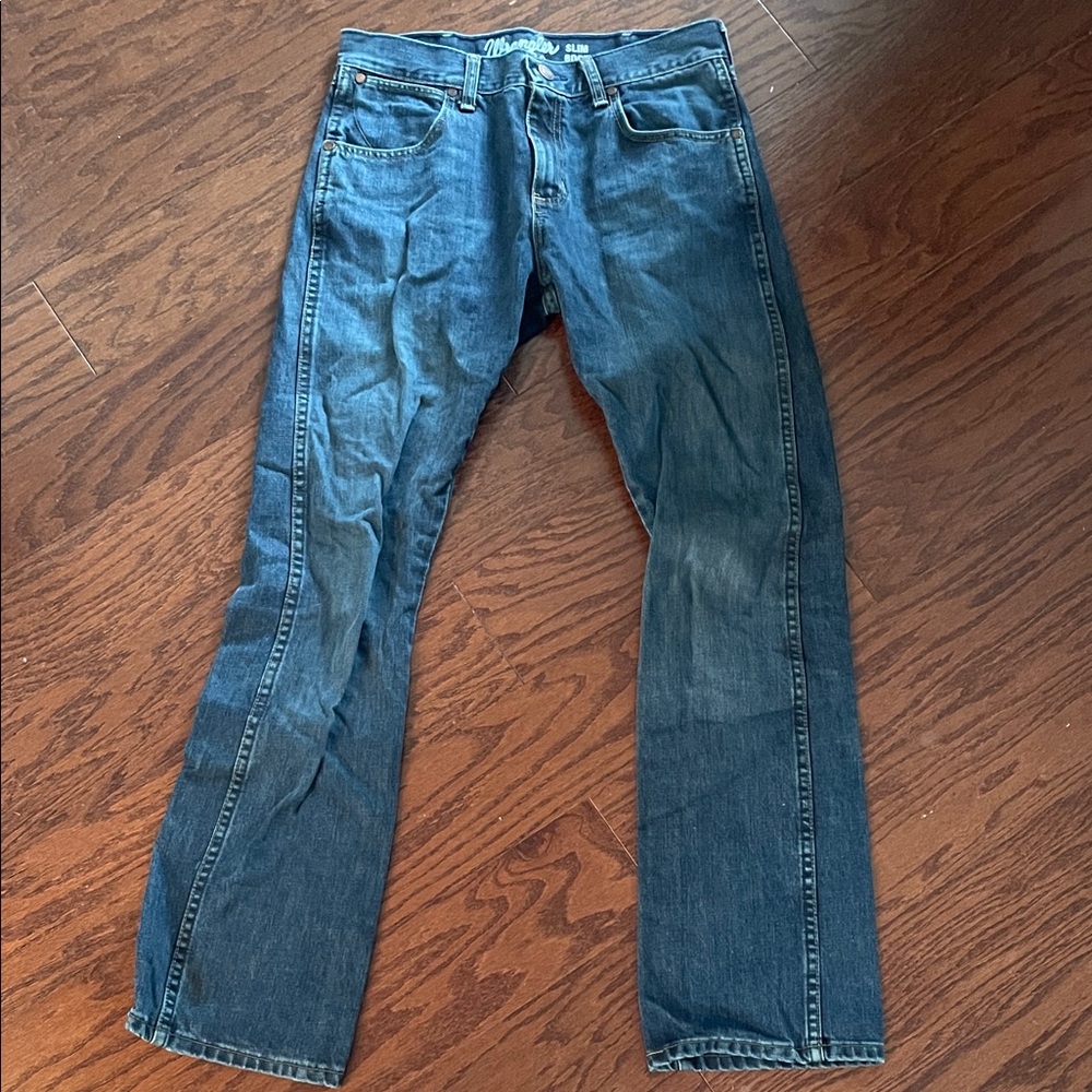 Wrangler Men's Dark Blue Straight Jeans
